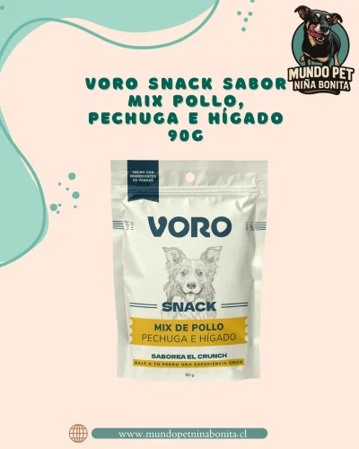 Voro snack sabor mix pollo, pechuga e hígado 90g