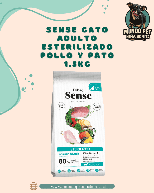 esterilizado pollo y pato 1.5kg sense Sense gato adulto esterilizado pollo y pato - 1.5kg y 6kg