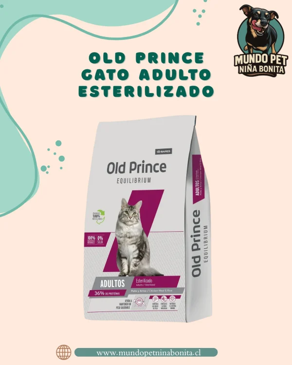 Old Prince gato adulto esterilizado cordero y arroz 3kgs