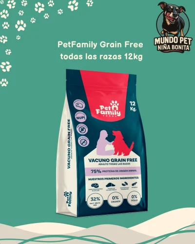 PetFamily grain free vacuno 12kg + Snacks