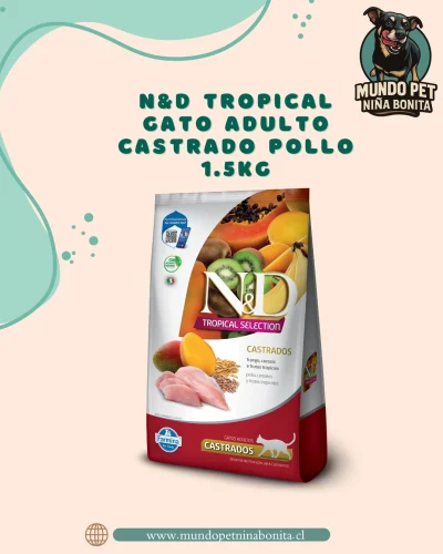Tropical pollo 1.5 castrado N&D tropical gato adulto castrado frango 1.5kg