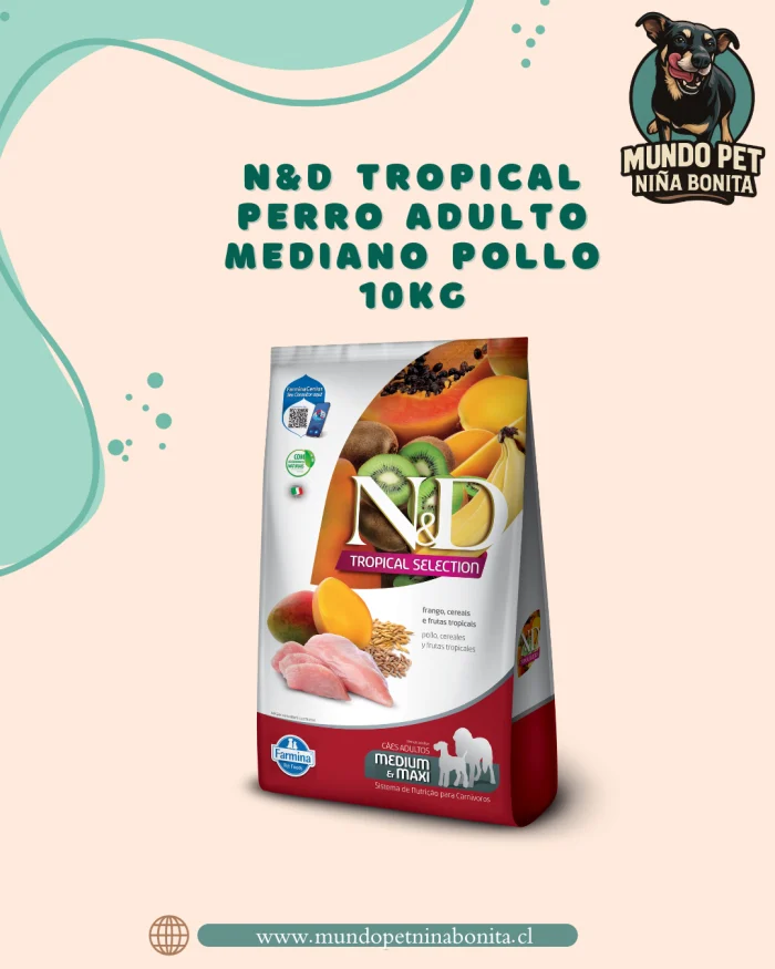 N&D tropical perro adulto mediano pollo 10 + 2kg